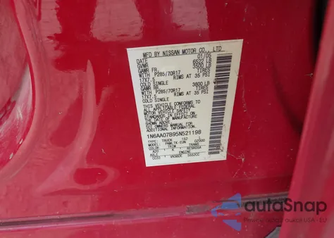 2005 Nissan Titan Se z USA, uszkodzony, nr VIN 1N6AA07B95N521198